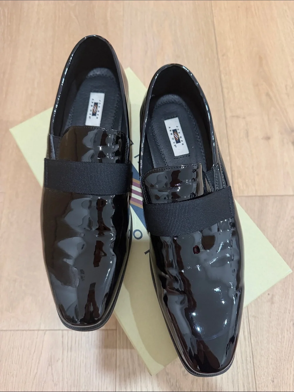 Joseph Abboud Black Patent Slip-On Loafers with Elastic Strap
